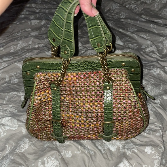 The Limited Green Multicolor Buckle Wool Blend Woven Knit Bag - Picture 4 of 12